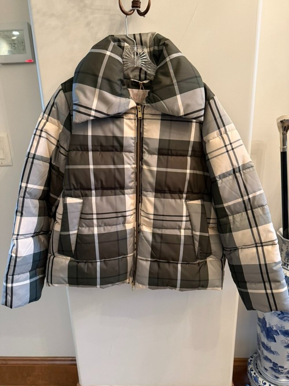 Barbour Germaine Tartan Quilted Puffer Jacket NWT Size 8